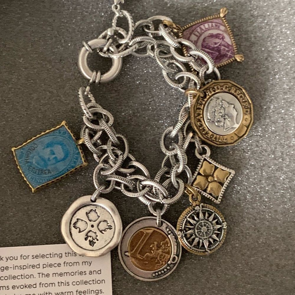 NIB Patricia Nash Ox World Coin Necklace/Bracelet
